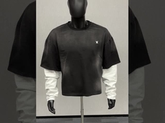 Custom vintage streetwear διπλό στρώμα μακρύ μανίκι μπλουζάκι