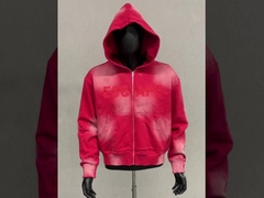 Προσαρμοσμένο πλυμένο κεντημένο λογότυπο ηλιακό ξεθωριασμένο φερμουάρ με κουκούλα