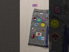 Προσαρμοσμένα κεντήματα Patches Logo Baggy Jorts Streetwear Υψηλής ποιότητας Raw Hem Vintage Denim Jean Shorts