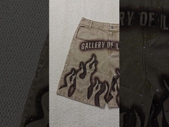 Προσαρμοσμένα 2025 Νέα κοντά παντελόνια Jorts Streetwear Ψηλόμεσο Vintage Stone Wash Rhinestone Baggy Oversize