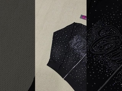 Προσαρμοσμένο χύδημα πολυτελή λαμπερό πετράδι υπερεκμετρημένο ράινστοουν φερμουάρ κουκούλα οξύ πλύση Βίντεζ ρούχα δρόμου