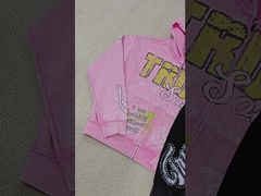 Ειδικό DTG Screen Printing Boxy Βαρύ Βάρος Φερμουάρ Μπουφάν Βαμβάκι Σκισμένο Rhinestone Zip up Ανδρικά