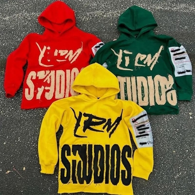 Αγορά Επεξεργασμένο Hoodie με κεντήματα Με κεντήματα Ανδρικά Streetwear Patch Vintage Acid Wash Κριτική Hoodie online manufacture