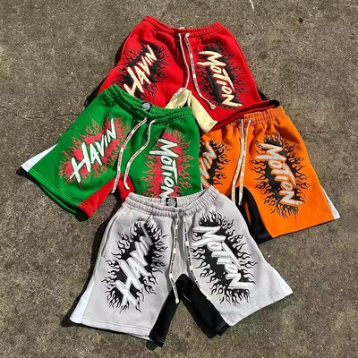 Αγορά Προσαρμοσμένο βαμβάκι Streetwear Jogger Baggy Acid Wash Puff Print Casual Plus Size Sweat Shorts online manufacture