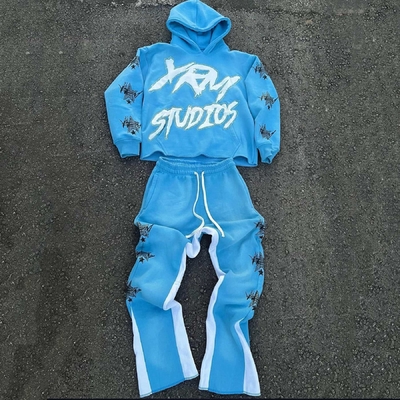 Αγορά Προσαρμοσμένο μέγεθος Y2K Cut Raw Hem Hoodie και Sweatpants Set για Streetwear ανδρών σε βαμβάκι online manufacture