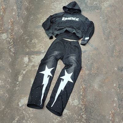 Αγορά Custom Acid Wash 2 Piece jogger φόρεμα για τζόκινγκ φόρεμα τζόκινγκ για άνδρες DTG εκτύπωση στοιβαγμένο σχέδιο online manufacture