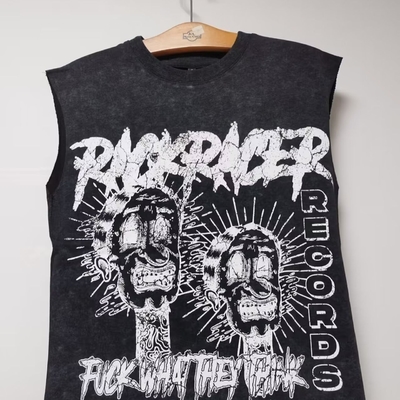 Αγορά Terry Fabric Custom Hip Hop Oversized Cut Raw Hem Crop Tank Tops βαμβακερό μπλουζάκι για άνδρες online manufacture