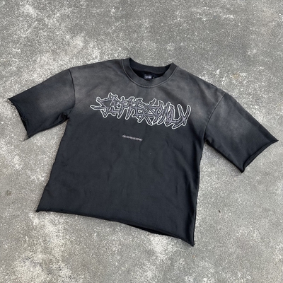 Αγορά 300Gsm Γαλλικό Terry T-Shirt βαρέων βαρών T-Shirt Sun Fadeed Acid Washed Boxy Cropped T-Shirt Άνδρες online manufacture