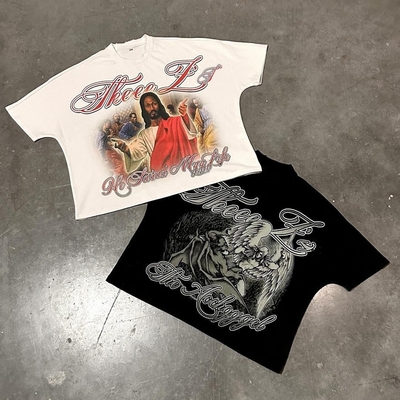 Αγορά μαύρο πουκάμισο DTG Print Logo Hip Hop Streetwear T-Shirt Ανδρών Γυναίκες Σε βαρύ βαμβάκι online manufacture
