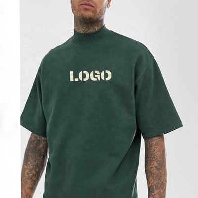 Αγορά Άνδρες λευκά T-shirts oversize χονδρικό Droup Shoulder T-shirts Mock Neck 100% βαμβάκι online manufacture