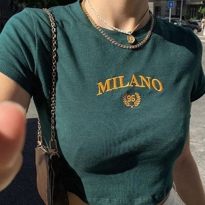 Αγορά 2024 Custom Embroidery Letter Logo Crop Top Baby Tees Γυναίκες Y2k Tight Tshirt online manufacture