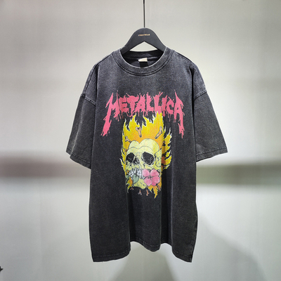 Αγορά Μαύρο πλύσιμο με οξύ Unisex Custom Logo DTG Print Drop Shoulder T-shirt για παλιά βαμβάκι online manufacture