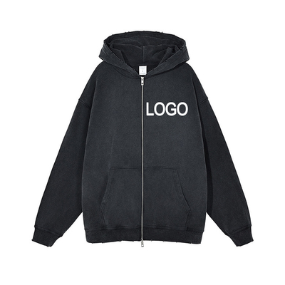 Αγορά Υψηλό λαιμό Zip Up Hoodie Sweatshirt 3d Puff Print Streetwear ανδρικό πουλόβερ κανονικό στυλ μανίκια online manufacture
