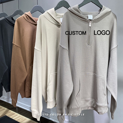 Αγορά 300g-700g βαμβάκι Unisex ανδρικά ρούχα δρόμου Μεγάλο τυπωμένο παλτό μισό φερμουάρ Hoodies 3xl 4xl 5xl online manufacture