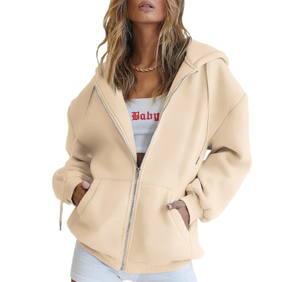 Αγορά Το φθινόπωρο πρέπει να έχει Custom oversized γυναίκες zip up hoodie Sweatshirts Drawstring zip up online manufacture
