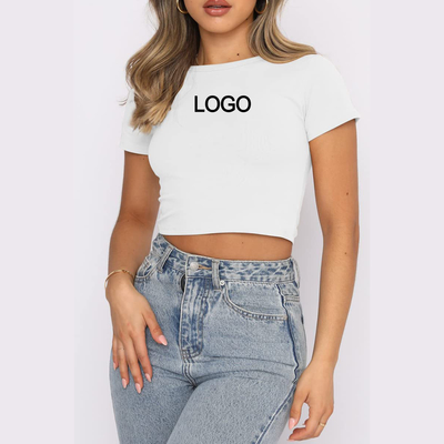 Αγορά 2023 Summer Baby Tee Y2k Crop Tops T-Shirt Σέξι λεπτό κενό πουκάμισο για γυναίκα μεγέθη M online manufacture