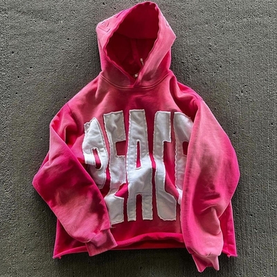 Αγορά ανδρικά πλύσιμο με οξύ υπερμεγέθη hoodie sweatshirt κεντημένο patch εργασία Distressed Hooded πουλόβερ hoodie για άνδρες online manufacture