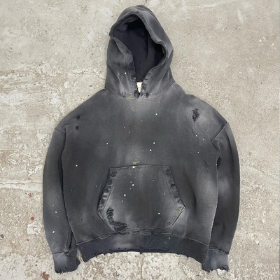 Αγορά Ανδρικά Custom Sun Fading Black Hoodie με Vintage Distressed Acid Wash σε 100% βαμβάκι online manufacture