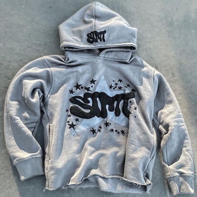 Αγορά Παλτό με έντυπα Puff Fleece Cotton Cut Cut Edge Raw Hem Puff Printing Hoodie Άνδρες online manufacture