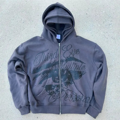 Αγορά Προσαρμοσμένο Logo 100% βαμβάκι Γαλλικό Terry Hoodie μεγέθους υπερβολικού κουτί κομμένο Zip Up Triple Hoodies για άνδρες online manufacture