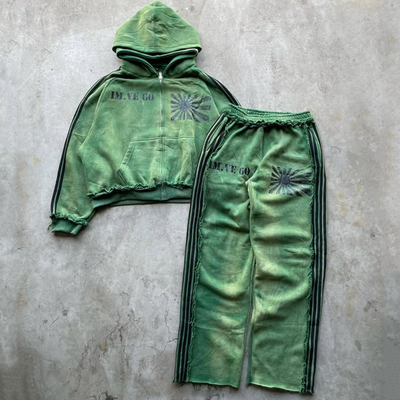 Αγορά Προσαρμοσμένο Vintage Acid Wash Reverse Stitch Double Hood Hoodies And Sweatpants Set Mens Sweatsuit Jogging Set Track Suit για άνδρες online manufacture