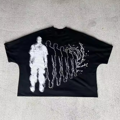 Αγορά 2025 Custom Graphic Crew Neck Drop Shoulder T-shirts βαρέων βαρών oversized με κούρεμα για άνδρες online manufacture