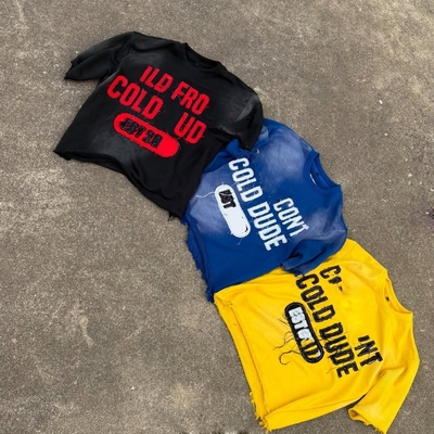 Αγορά Κατασκευαστής T-Shirt Custom Acid Wash Sun Faded Distressed Embroidery 100% Cotton Boxy Vintage Cropped T-shirt για Άνδρες online manufacture