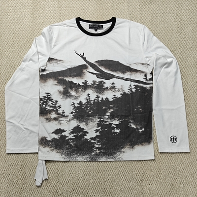 Αγορά Crewneck με προσαρμοσμένο γραφικό, με ρίγες στους ώμους, oversized, βαρύ, 100% βαμβακερό μακρυμάνικο t-shirt ανδρικό online manufacture