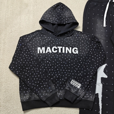 Αγορά Custom Applique Embroidery Distressed Rhinestone Zip up Hoodie Acid Wash Vintage Washed Fleece Streetwear Hoodie for Men online manufacture