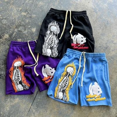 Μέθοδος πλέξιμου με πλέξιμο με οξύ βίντεζ Σορτς με φθαρμένη εκτύπωση για άνδρες με μέση μέση