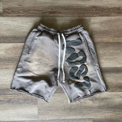 Άξιδο πλύση ήλιος ξεθωριασμένο υπερμεγέθη σορτς Custom Logo Puff εκτύπωση των ανδρών γαλλικά Terry Joggers