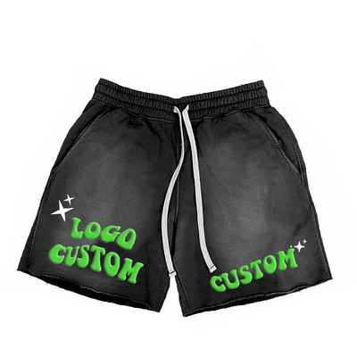 Προσαρμοσμένη εκτύπωση με οθόνη ανδρών Sweat Shorts σε οξύ πλυμένο Streetwear Hip Hop στυλ
