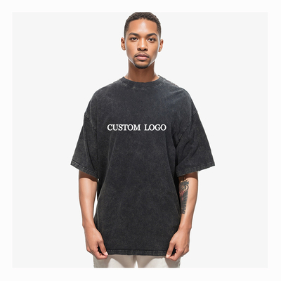 Προσαρμοσμένο μπλουζάκι 260 gsm 100% βαμβάκι Streetwear Hip Hop Blank Acid Wash Βίντεζ μπλουζάκια