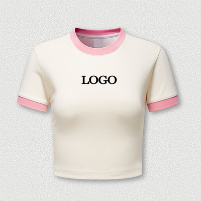 Προσαρμοσμένο Y2k Γράφημα Εκτυπωμένα Streetwear Ροζ Baby Tee Ringer Crop Top T-shirt για Γυναίκες