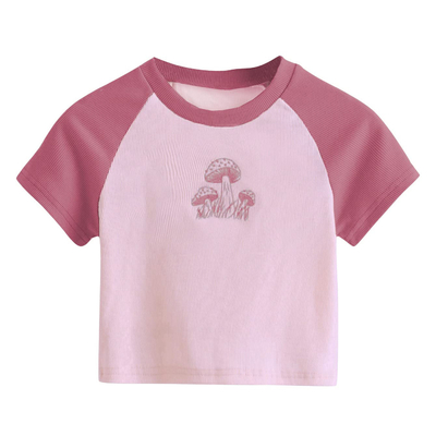 Προσαρμόστε το σχέδιο Τύπος Γυναικείο T-shirt με σύντομο μανίκι Ροζ εκτύπωση Μανιτάρια Σεξουαλικό Casual