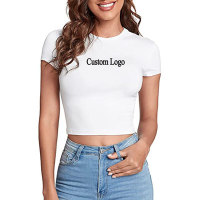 Αειφόρος 2023 Custom Polyester Plain T-shirt για γυναίκες Summer Baby Tee Y2k Crop Tops