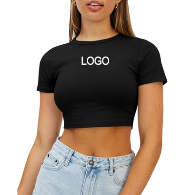 Y2K Ladies Club Short Tank Top Πολυχρωματικό O-Neck Βαμβάκι Χλωστό Φιτνήσιμο T-Shirt Slim Crop Top Γυναίκες