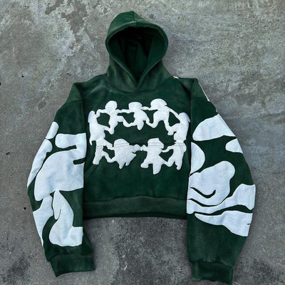 Στριτγουόερ Γαλλικό Τέρι Κρόπτ Πουλόβερ Hoodie άνδρες Custom Puff Print Design