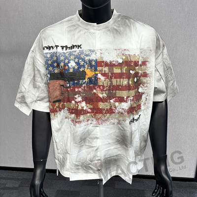 Προσαρμοσμένο Streetwear Χρώμα Block Panel ράμματα Τ-Shirt Κλασσικό Ανθρώπινο T-Shirt Μελαγχολία