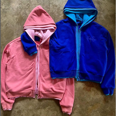 Προσαρμοσμένα Hoodies βαρύ βάρος βαμβάκι γαλλικό Terry κόψιμο boxy διπλό τριών στρωμάτων φερμουάρ με φερμουάρ για άνδρες