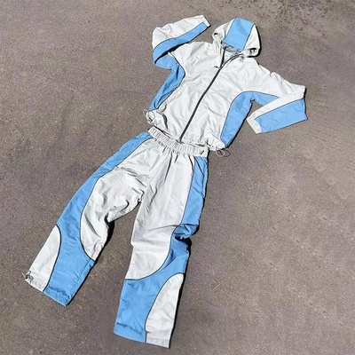 Προσαρμοσμένο κουστούμι με κεντήματα Ζιπ up Jacket Jogger Sets Color Block Nylon Sweat Pants Windbreaker Tracksuit για άνδρες