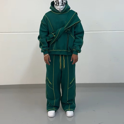 Προσαρμοσμένο Baggy Jogger Tracksuit για άνδρες Dtg Τύπο Πυροβολίας Sweat Suit Letter Τυποποιημένο Hoodie Sweatpants Set δύο κομμάτια