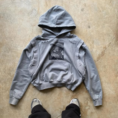 2025 Νέο Σχεδιασμό Φόλτσο Hoodie Custom Heavyweight 100% Βαμβάκι Εκτυπωμένο Βίντεζ Πλυμένο Πουλόβερ Distressed Boxy Hoodies για άνδρες