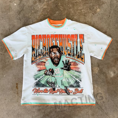 2025 Καλοκαίρι Νέο Custom Τρία στρώματα T-Shirt Streetwear 100% βαμβάκι βαρύ βάρος Distressed Τυπωμένο Τ-Shirt για άνδρες